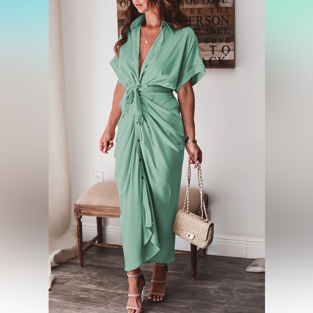 Green Satin Dress